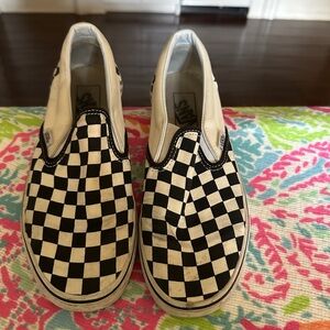 Vans Classic Slip-On Checkerboard Shoes - Black & White